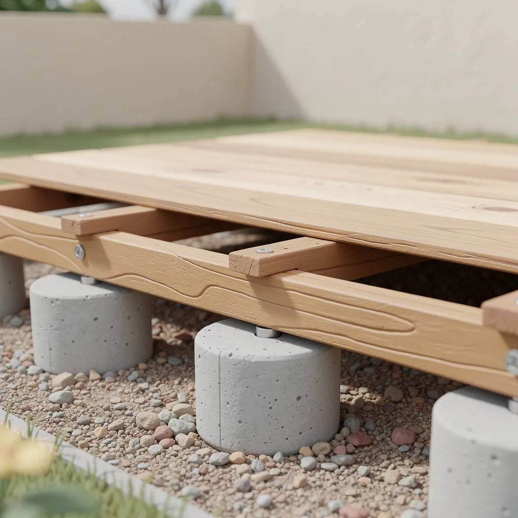 plot béton pour terrasse bois