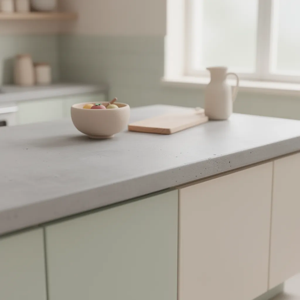 beton ciré sur plan de travail cuisine