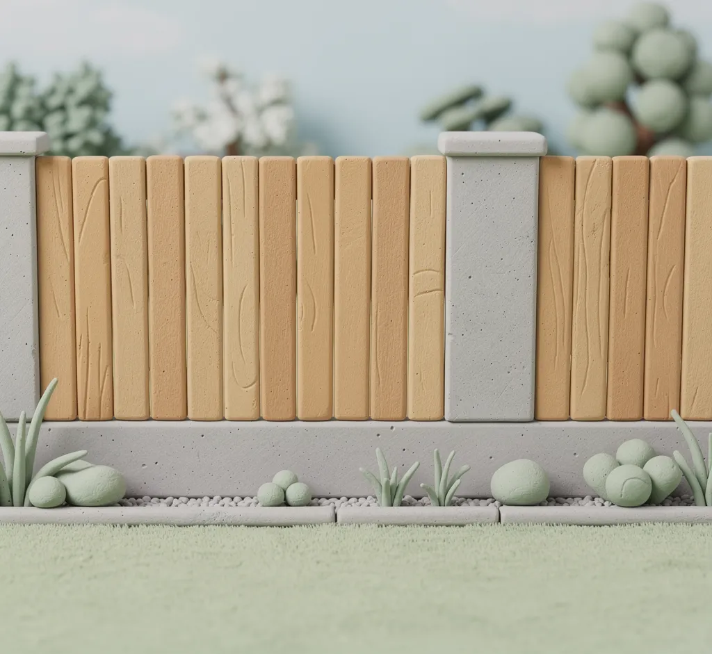 cloture beton et bois