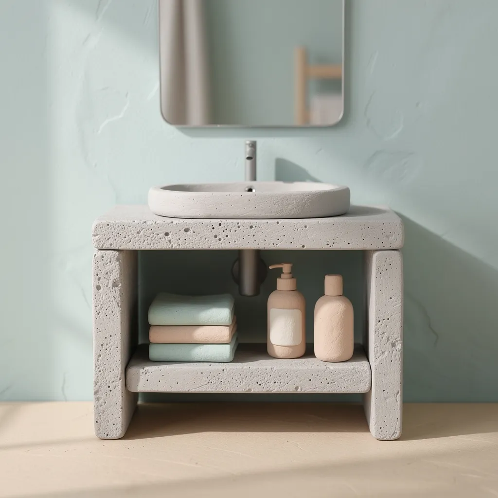 meuble de salle de bain en beton cellulaire