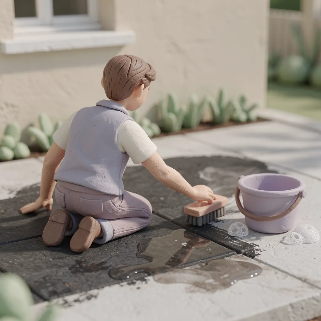 nettoyer terrasse beton noircie