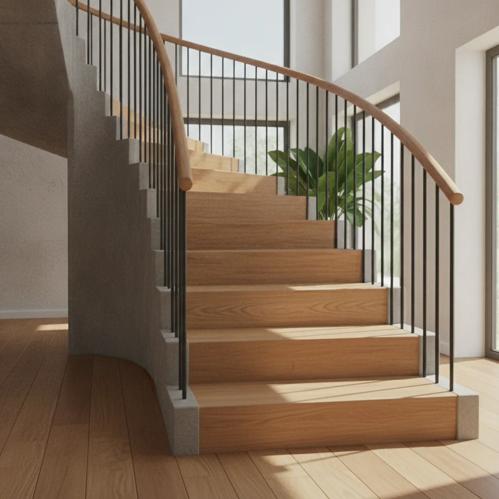 escalier beton habillage bois